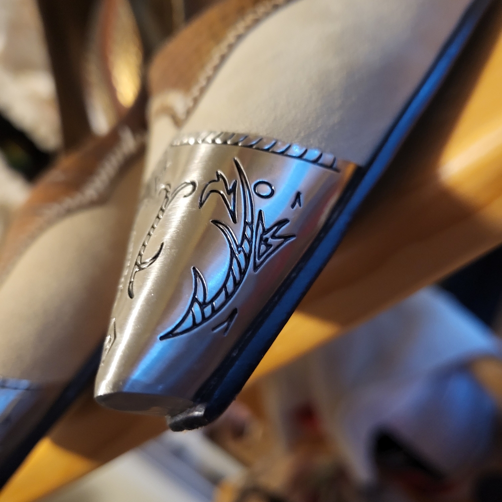 Chic Beige and Brown Women's Heels with Silver Accents - Picture 8 of 14